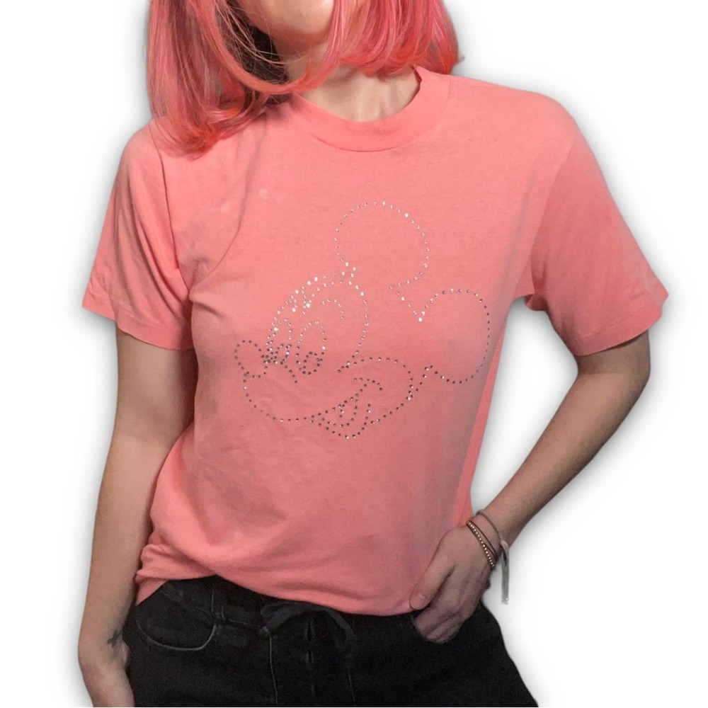Vintage 90s Disney Wear Single Stitch Mickey Bedazzled T Shirt
